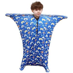 Sensorische sok, sensorische rekbare sokken, volledige lichaamswikkel, rekbare bodysokken, compressiesheet, kalmerende therapie for autistische angst for kinderen/volwassenen.(Game Blue,L/Large)