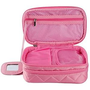 YAOYA Cosmetische tas voor mannen en vrouwen cosmetische tassen dubbellaags grote capaciteit waterdicht en handig organizer waszak make-up tas (kleur: roze)