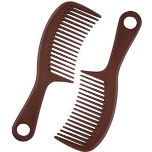 Set met lange kammen voor dames, heren en kinderen, brede tandenkammen voor ontwarren, gladmakende, gebogen haarkammen voor krullend, recht, kort, dik, nat en droog haar, douchekam met gat