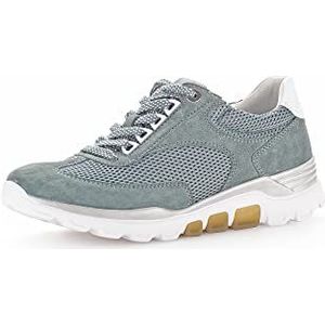 Gabor Lage sneakers voor dames, lage schoenen, uitneembaar voetbed, Groen Jade Wit 42, 39 EU
