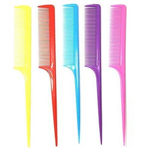 Haarkam Mooie Salon Borstel Kappers Rat Staart Plastic Slijtvaste Dunne Haar Picks Uniek Ontwerp Gemengde Kleur 1Pc