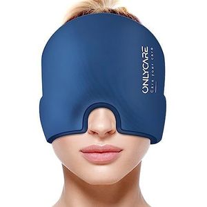 ONLYCARE Migraine-masker, geurloze verlichting, migrainemuts, 360° gel ijszakmasker, sinussen, stress, hoofdpijn aan de voorkant