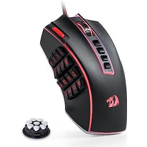 Redragon M990 MMO Gaming Muis, 32000 DPI Hoge Precisie Bedrade RGB Gamer Muis w/23 Programmeerbare Knoppen, 16 Side Macro Keys, Software Supports, Aluminium Base