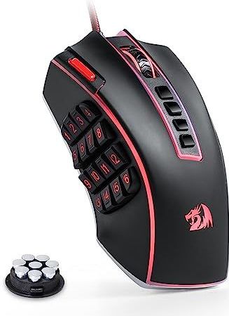 Redragon M990 MMO Gaming Muis, 32000 DPI Hoge Precisie Bedrade RGB Gamer Muis w/23 Programmeerbare Knoppen, 16 Side Macro Keys, Software Supports, Aluminium Base