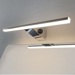 DILUMEN badkamer wandlamp, roestvrij staal, 40 cm, spiegellamp badkamer 10 W 800 lm spiegellamp, neutraal wit 4000 K, badkamerlamp wand IP44 minimalistische stijl (40cm met schakelaar)