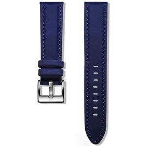 LUGEMA Leren Armband Met Snelsluiting, Groene Vervangende Kalfsband For Dames En Heren 18 20 Mm 22 Mm (Color : Blue, Size : 22mm)