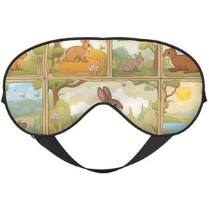 Cartoon Leuke Dieren Konijn Print Lichtgewicht Slaap Masker Ademend Lichtblokkerende Reizen Yoga Outdoor Avonturen
