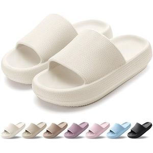 HEOAARG Pantoffels voor dames en heren, lichte pantoffels, zwembadschoenen, slider, wolken, pantoffels, strandschoenen, douche, strand, tuin, Beige, 35/36 EU