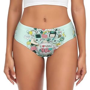yagDAA I Love The 90s Illustratie Print Dames Ondergoed Zachte Elastische Bikini Slips Knickers Dames Hipster Slipje Onderbroek, Zwart, XL