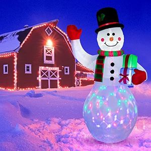 COSTWAY 245 cm opblaasbare kerstboom met ster, led-kerstdecoratie, 360 graden draaibaar, kerstdecoratie, opblaasbaar polyester, kerstverlichting voor binnenplaats, gazon, tuin, feest, zelfopblazend