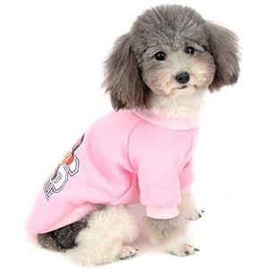 Zunea Kleine Hond Pullover Jas voor Honden Jongen Meisje Winter Warm Katoen Gewatteerde Sweatshirt Puppy Huisdier Kleding Jas Sport T Shirt voor Koud Weer, M (Chest:37cm, Back:25cm), roze