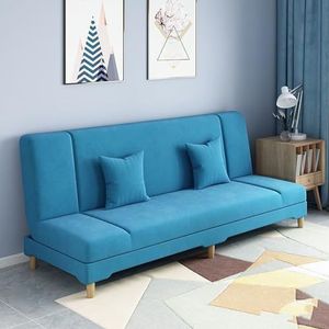 FZDZ —Converteerbare futon slaapbank, katoen en linnen traagschuim loveseat, converteerbare slaapbank met verstelbare rugleuning, ruimtebesparende slaapbank voor woonkamer lucht (kleur: meerblauw,