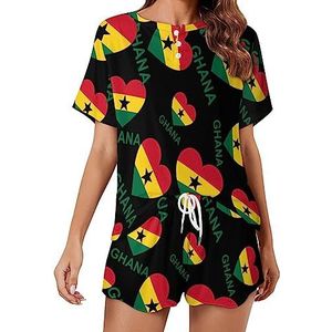 Love Ghana Fashion 2 STKS Womens Pyjama Sets Korte Mouw Nachtkleding Zachte Loungewear Stijl