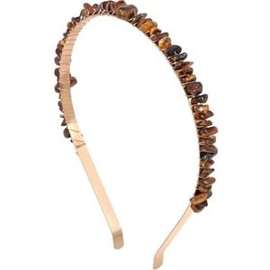 1 stuk roze kwarts haarbanden voor vrouwen onregelmatig grind natuursteen kristal amethist citrien aquamarijn haar creolen sieraden (Tiger Eye Stone)