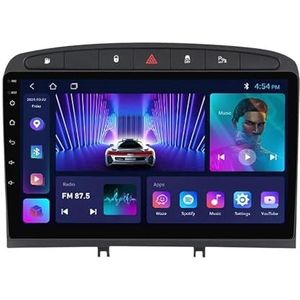 Android 12 Dubbele Din Autoradio Voor Peugeot 308/408 2010-2016 9 Inch Touchscreen Draadloze CarPlay Android Auto Met GPS Navigatie Stuurbediening Achteruitrijcamera + Spiegellink (Color : B, Size :
