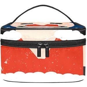 Kerstman make-up organizer tas, reismake-up tas organizer case draagbare cosmetische tas voor vrouwen en meisjes toiletartikelen, Meerkleurig, 22.5x15x13.8cm/8.9x5.9x5.4in