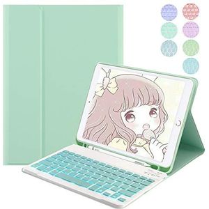 QYiD iPad toetsenbordCase 10.2"" 8e/7e Gen, Air 3, Pro 10.5, Lichtgewicht Smart Cover met Afneembaar Draadloos TouchPad Toetsenbord iPad 10.2""/ iPad Air 3/ iPad Pro 10.5, met pencilhouder, Groen