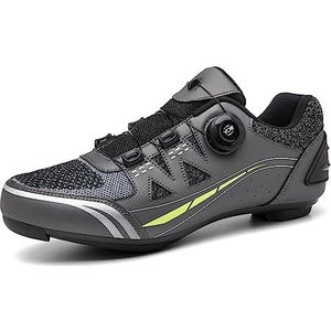 PENXZT Heren Women Cycling Shoes Road Bikes Schoenen compatibel met Peloton Look SPD SPD-SL Delta-schoenplaatjes, ademende anti-skid voor binnen/buiten,Grijs,48 EU