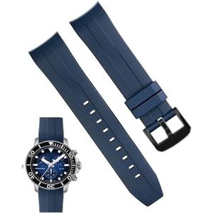 dayeer Waterdichte Siliconen Horloge Band Voor Tissot T120417 T120407 Quartz Wijzerplaat Sport Mannen Horloge Band Horlogeband (Color : Blue black buckle, Size : 22mm)