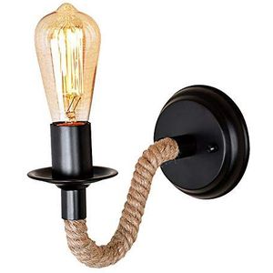Vintage Retro Wandlamp Amerikaans Touw Industriële Lamp IJzeren Buis Groot Touw Wandlamp Gangpad Wandlampen E27 220V Voor Loft Gang Woonkamer Balkon (geen Lichtbron) [energieklasse A+]