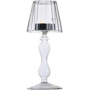 EdirFtra Helder Glazen Theelicht Kandelaar, Theelicht Glazen Kandelaars, Kandelaar Decoratieve Woonaccessoires, Glazen Kandelaars voor Stompkaars & Drijvende Kaarsen