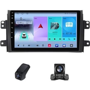 Draadloze Carplay Android 14 Autoradio 2 Din 9 inch autoradio geldt voor Suzuki SX4 1 Fiat Sedici 189 2005-2014 met Android Auto Navi GPS WIFI 9 inch met Bluetooth/Achteruitrijcamera(X1)