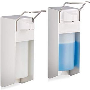 Relaxdays zeepdispenser wand - 500 ml - set van 2 zeeppompje - desinfectiemiddel dispenser