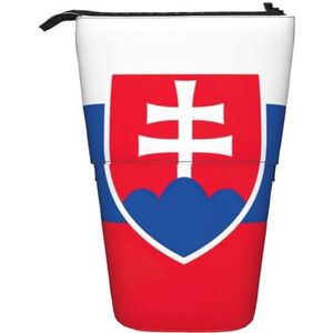 Evengigy Vlag van Slowakije Print Leuke Etui met Zip Verstelbare Stand Potlood Houder Grappige Make-uptas, Zwart, Eén maat, Tas Organizer