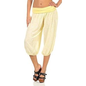 malito dames capri broek met orientaalse print | Haremsbroek om te dansen | Pofbroek om te chillen - Vrijetijdsbroek 8581 (geel)