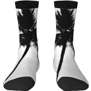 yagDAA Palm Tree Print Crew Sokken Voor Mannen Atletische Sokken Vrouwen Gezellige Enkel Sokken Voor Sport Running Workout, Zwart, One size