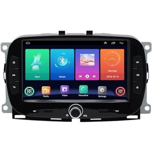 Dubbele DIN Android 14 autoradio voor Fiat 500 2016-2019 7 Duim QLED Touch screen-met Draadloze Carplay Android Auto GPS navigatie 4G WiFi Stuurwielbediening achteruitrijcamera(P2 WIFI 4-Core 1G+32G)
