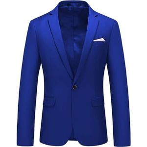 Leader of the Beauty Heren pak blazer slim fit jas prom smoking jas getande revers bruiloft prom smoking, koningsblauw, XS