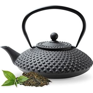 Tealøv THEEPOT 1,25 L GIETIJZER – GIETIJZEREN THEEPOT Kambin in Japanse Stijl – Met Uitneembare Roestvrijstalen Theezeef – Binnenzijde Volledig Geëmailleerd – Thee blijft langer Warm – Zwart