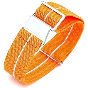 Nylon Horlogebandje, Vervangend Horlogebandje Elastische geweven nylon horlogeband 18mm-24mm roestvrijstalen gesp militaire heren vervangende horlogeband(Orange White,24mm)