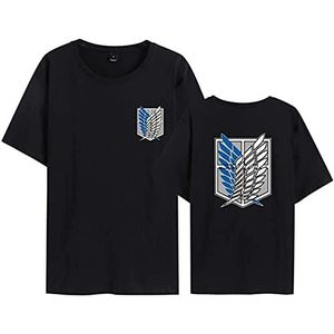 SiyaTom Attack on Titan T-shirt voor heren en dames, anime, 3D Shingeki No Kyojin Scout Regiment Wings of Liberty Badge Anime Cosplay T-shirt korte mouwen T-shirt hemd tops, Zwart 4, 3XL