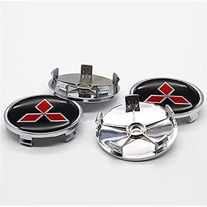 4 stuks auto-naafdoppen voor Mitsubishi, 60 mm auto-naafdoppen, wieldoppen, vervangende naafdoppen, stickers, naafdoppen D