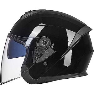 Motorhelm, Dubbel vizier open gezicht 3/4 scooter straat crossmotor helm DOT goedgekeurd D,XL61-62cm(H,L5960cm)