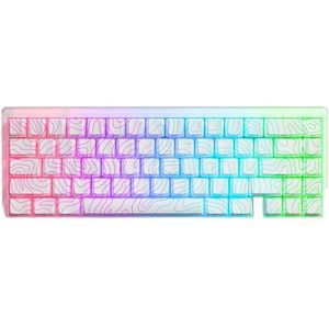 QPSJXN Mechanisch gamingtoetsenbord, draadloos, met IMD-Tech Jadestone White Tri-Mode Topografisch ontwerp, compatibel met meerdere platforms (wit)