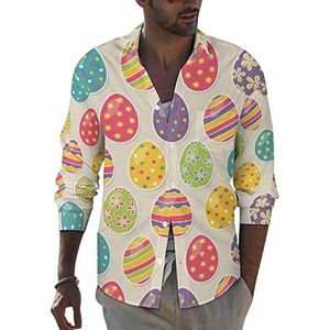 Vintage Paasei heren revers lange mouw overhemd button down print blouse zomer zak T-shirts tops 4XL