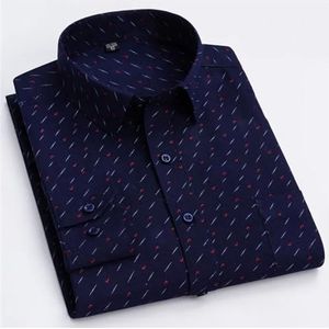 Rfmfkkg Heren bedrukte shirts met lange mouwen zachte zakelijke kantooroverhemden turn-down kraag blouse Sku-65-03 40 maat 170 cm 70 kg