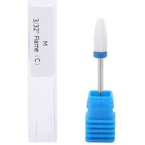 Nagelschuurmachine, keramische boren voor manicure, pedicure, gel, nagelriem, polijsten, cilindervorm, slijpkop, met displaybasis (wit 04 #)