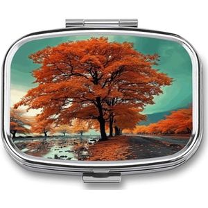 Leuke Pil Organizer Esdoorn In Herfst Gedrukt Draagbare Reizen Pillendoos Mini Pillendoos Kan Buiten worden gebruikt