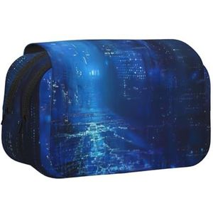 JEJEA De Blauwe Binaire Print Pen Etui Potlood Case Houder voor Potloden Make-up Multifunctionele Organizer Box voor Adluts, Zwart, Eén maat, Toilettas