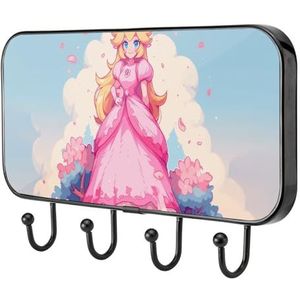 Voor Princess Peach Premium zelfklevende sleutelhouder-gehard folie, MDF, ijzer-22 x 10 cm-1,2 cm dikte-wandhaak organizer voor sleutels, hoeden, tassen - eenvoudige installatie - sterke kleverige