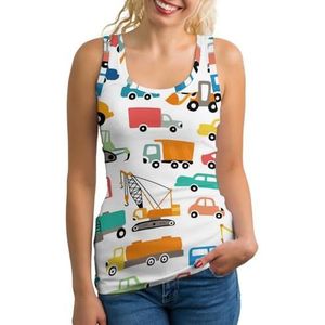 Cartoon Cars Collectie Lichtgewicht Tank Top voor Vrouwen Mouwloze Workout Tops Yoga Racerback Running Shirts XL