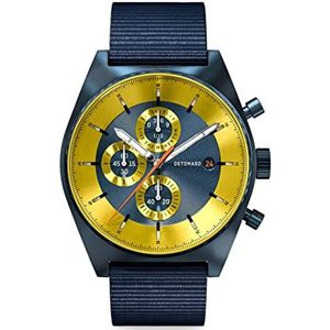 DETOMASO D10 Chronograaf Limited Edition Blue Yellow herenhorloge analoog kwarts nylon armband blauw, blauw