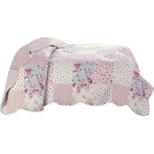 Delindo Lifestyle® Sprei, patchworkdeken, rozen in landelijke stijl, bedsprei in patchwork-design, 140 x 210 cm
