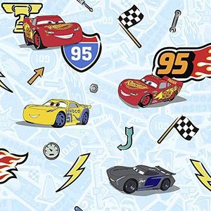 Komar Disney vliesbehang - Cars Lets Race - 1 rol - afmetingen: 10,05 x 0,53 m - kinderkamer, lightning, auto, racewagen, kleurrijk