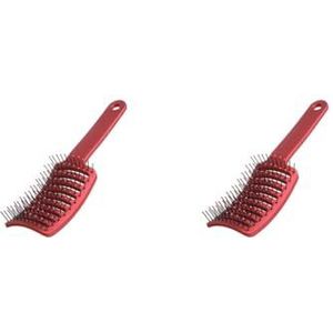 2 set van Geventileerde Haar Borstel Kam Anti-Statische Hoofdhuid Massage Nat Kappers Schoonheid Gezonde Styling Tools Ontwarren Sneldrogend Rood