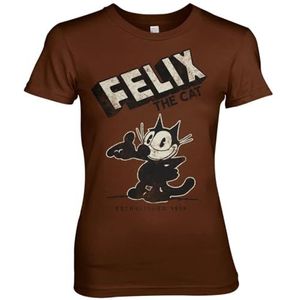 Felix the Cat Officieel gelicenseerd Est. 1919 Dames t-shirt (bruin), X-Large